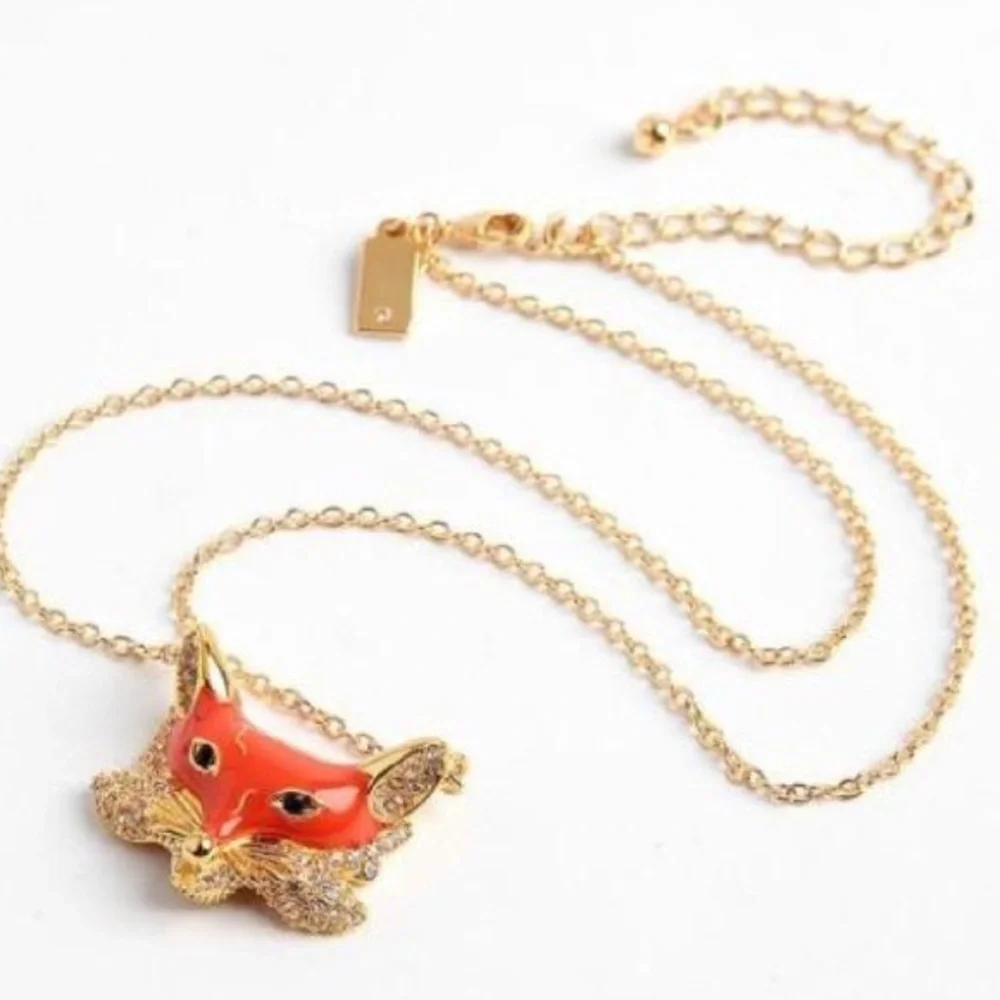 Kate Spade Authentic Orange 12k Gold-plated Into The Woods' Foxy Necklace